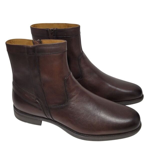 Florsheim Midtown Boot Zip Plain Toe Mens Size 11 D Brown Genuine Leather NEW - Picture 1 of 16
